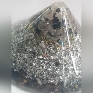 Orgone Pyramid EMF protection Rose Quartz, Shungite with Gold and Various Stones